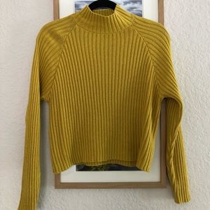 Forever 21 Yellow Crop Turtle Neck Sweater